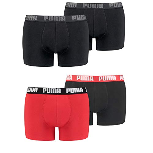 PUMA Herren Boxershorts Unterhosen 100004386 4er Pack, Wäschegröße:M, Artikel:-230 Black/Black + 786 red/Black von PUMA