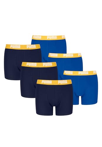 PUMA Boxershorts Jungen Kinder Unterhose Unterwäsche 6 er Pack, Farbe:740 - Yellow/Blue, Bekleidung:152 von PUMA