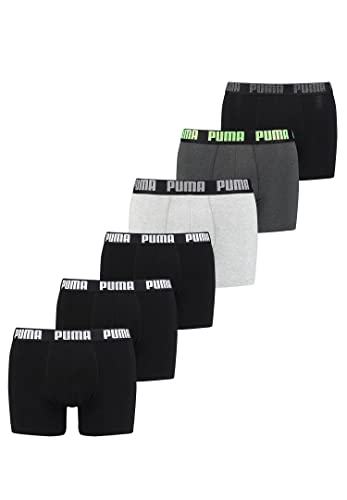 PUMA Boxershorts Unterhosen Shorts Promo Boxer 681005001 6er Pack, Farbe:268 - Mid Grey Melange/Black, Bekleidungsgröße:L von PUMA