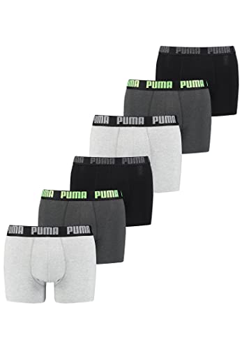 PUMA Boxershorts Unterhosen Shorts Promo Boxer 681005001 6er Pack, Farbe:Black / Green / Grey, Bekleidungsgröße:L von PUMA