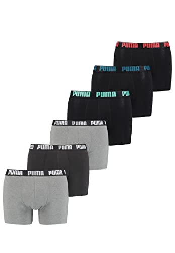 PUMA Boxershorts Unterhosen Shorts Promo Boxer 681005001 6er Pack, Farbe:Black Black/Black Grey, Bekleidungsgröße:S von PUMA