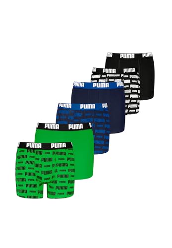 PUMA Boxershorts für Kinder weicher Bio-Baumwollstretch Unterwäsche 6 er Pack, Farbe:Blue/Green, Bekleidung:140 von PUMA