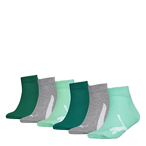 PUMA Boy's BWT Quarter 6pack Hosiery, Undurchsichtige, Green Combo, 23/26 von PUMA