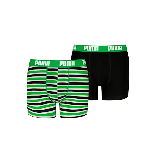 PUMA Boy's Everyday Striped Boxer, Green/Black-New, 146/152 (2er Pack) von PUMA