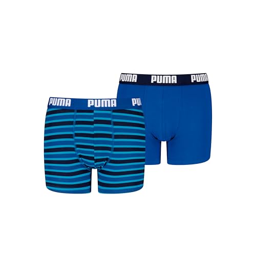 PUMA Boy's Everyday Striped Boxer, Navy/Blue-New, 158/164 (2er Pack) von PUMA