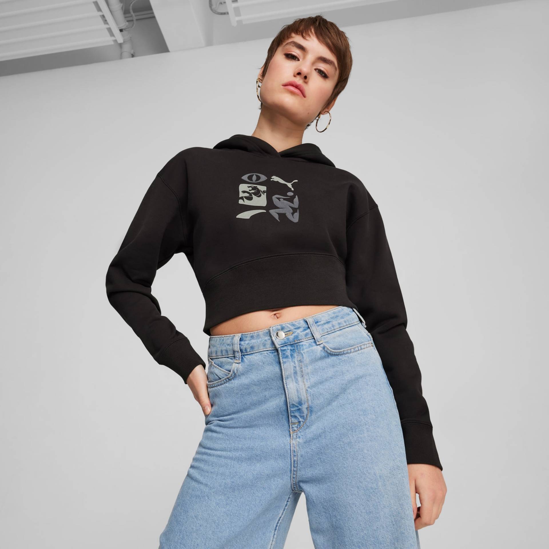 PUMA CLASSICS Artisanal Hoodie Damen, Schwarz, Größe: XS, Kleidung von PUMA