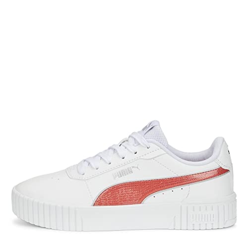 PUMA Carina 2.0 Glitzy Jr Sneaker, White-Salmon Silver, 38 EU von PUMA