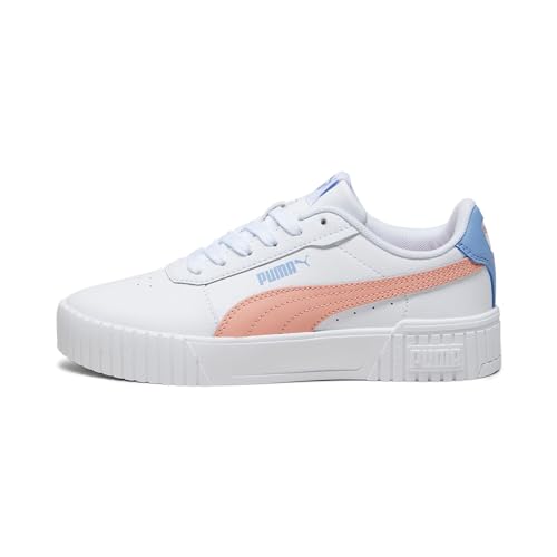 PUMA Carina 2.0 JR Sneaker, White-Poppy PINK-Blissful Blue, 38.5 EU von PUMA