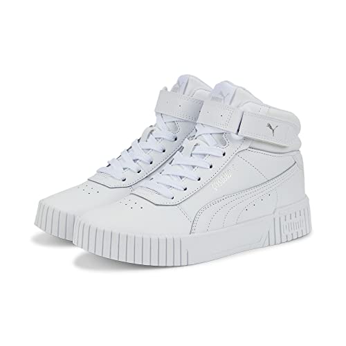 PUMA Mädchen Carina 2.0 Mid Jr Sneaker, Puma Weiß Puma Weiß Puma Silber, 38.5 EU von PUMA