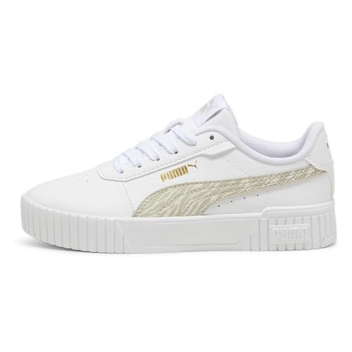 PUMA Carina 2.0 Zebra Jr Sneaker, White-Desert Dust Gold, 37.5 EU von PUMA