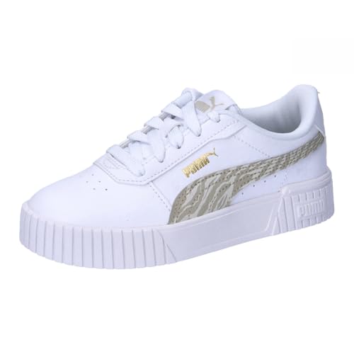 PUMA Carina 2.0 Zebra PS Sneaker, White-Desert DUST Gold, 32 EU von PUMA