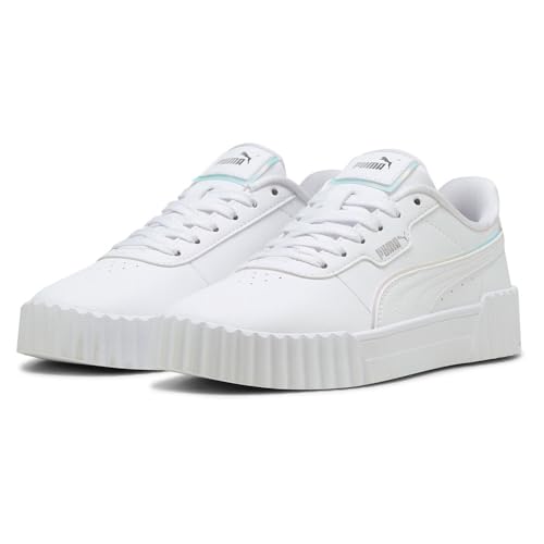 PUMA Carina 3.0 Holo 2.0 Jr Sneaker für Mädchen, Puma White PUMA Silver Mauve Mist, 4 UK von PUMA