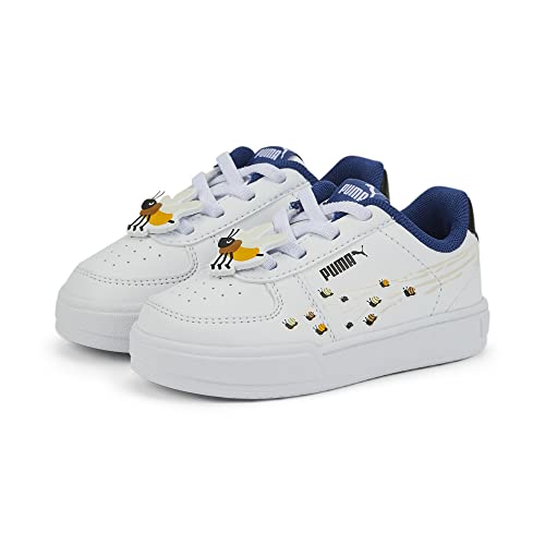 PUMA Caven Small World AC Inf Sneaker, White-Pristine-Blazing Blue Black, 25 EU von PUMA