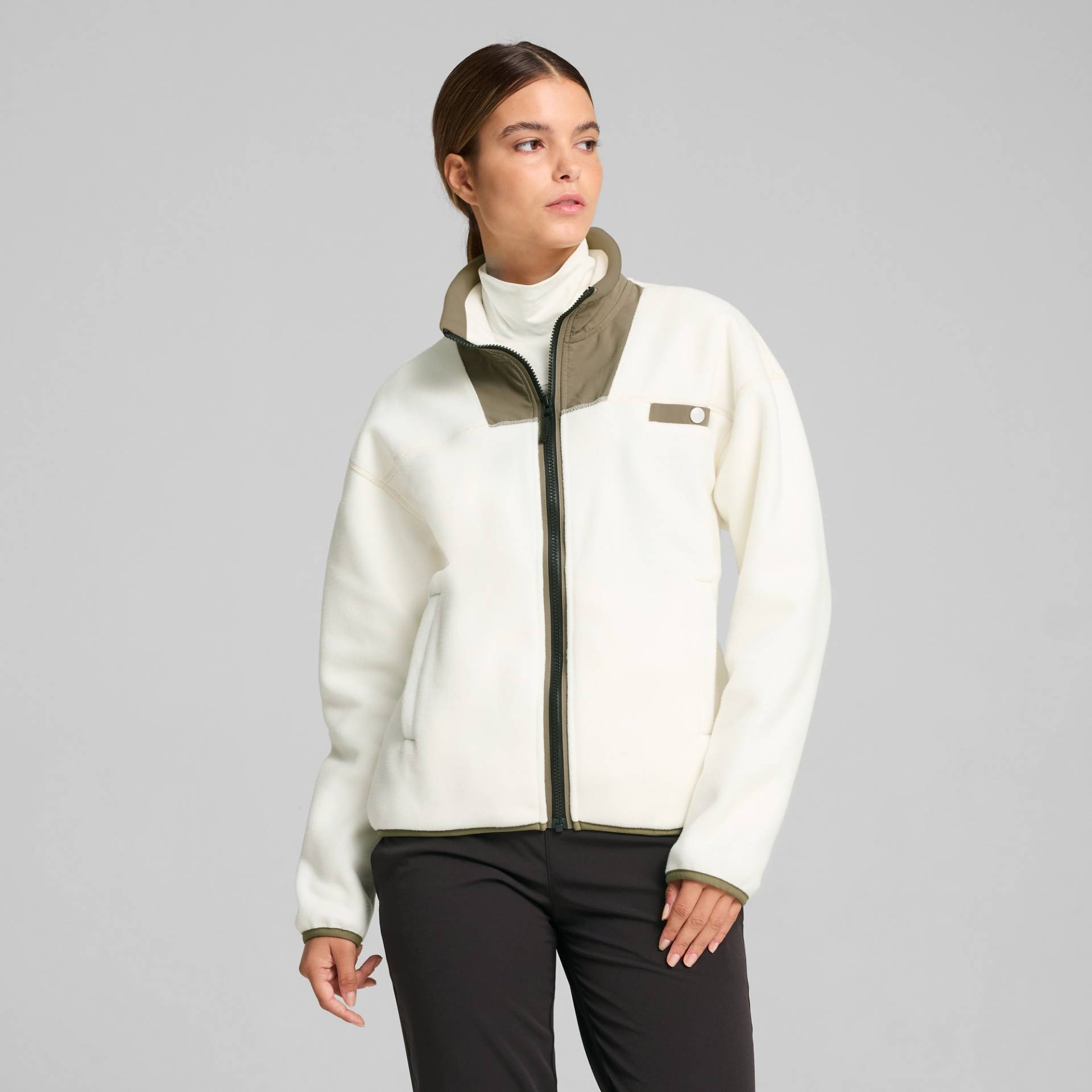 PUMA Charley Golf Fleecejacke mit durchgehendem Reißverschluss Damen, Weiß, Größe: S, Kleidung PUMA Charley Golf Fleecejacke mit durchgehendem Reißverschluss Damen, Weiß, Größe: S, Kleidung von PUMA