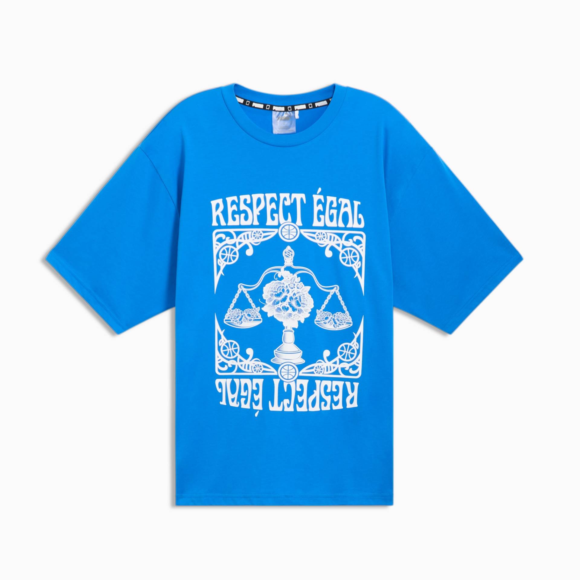 PUMA City of Love Basketball-T-Shirt Damen, Blau, Größe: L, Kleidung von PUMA