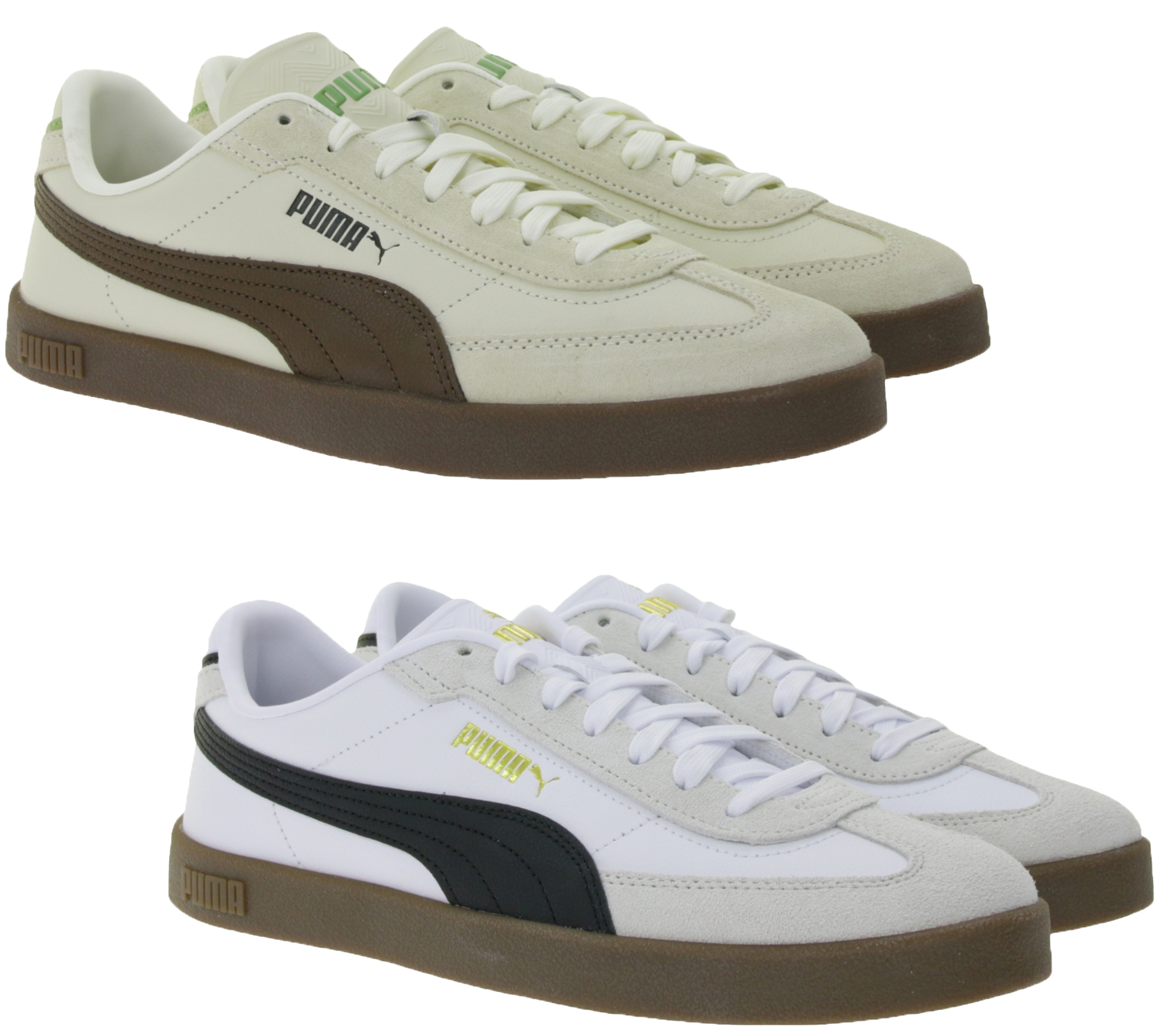 PUMA Club II Era Herren Echtleder-Schuhe Damen Sneaker im Fußball-Retro Design mit Softfoam Weiß/Schwarz oder Beige/Braun von PUMA