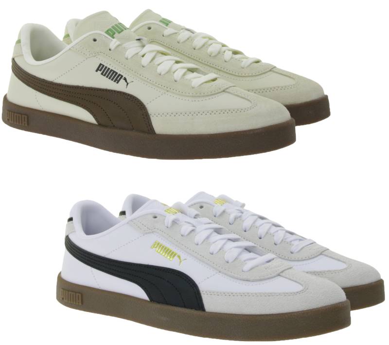 PUMA Club II Era Herren Echtleder-Schuhe Damen Sneaker im Fußball-Retro Design mit Softfoam Weiß/Schwarz oder Beige/Braun von PUMA