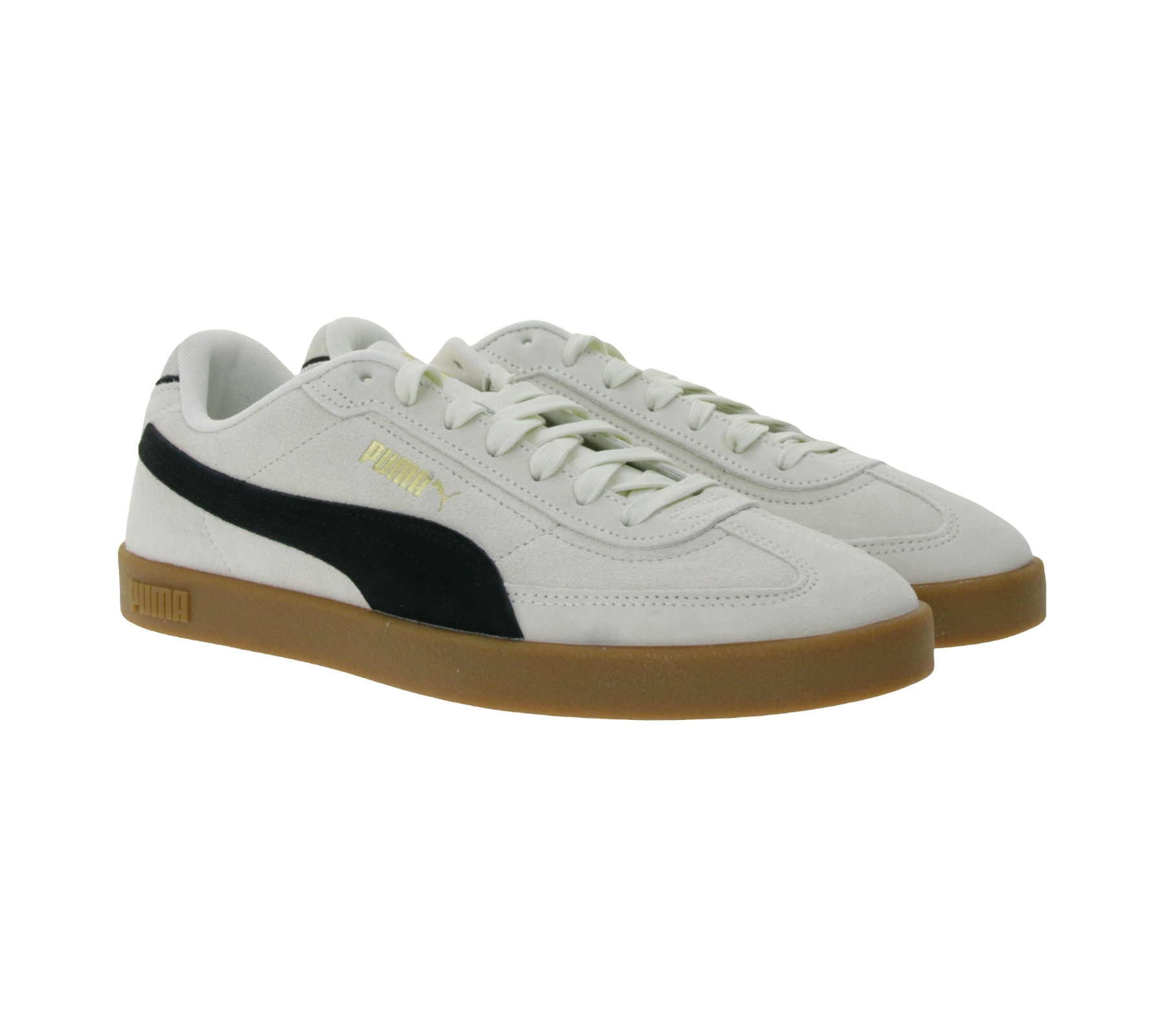 PUMA Club II Era Suede Herren Wildleder-Schuhe Sneaker im Fußball-Retro Design mit Softfoam 400717 10 Hellbeige/Schwarz von PUMA