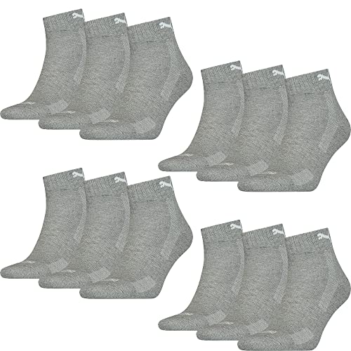 PUMA Cushioned Quarter Socks 12er Pack, grey melange, 39-42 von PUMA