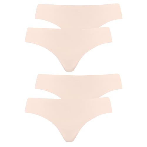 PUMA Damen 4er Pack Seamless Strings Microfiber Slips, Farbe:Rosa, Artikel:-003 Rose dust, Größe:L von PUMA