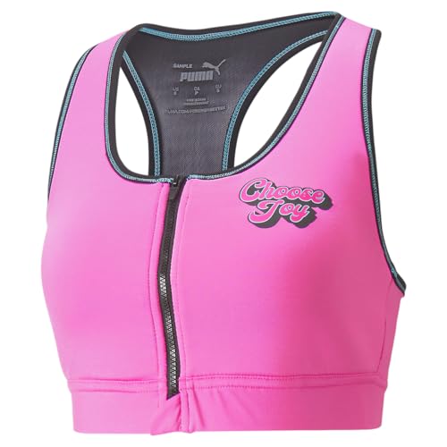 PUMA Damen BFB BH mit Reißverschluss vorne, lässig, atmungsaktiv, Rosa, Pink, Large von PUMA