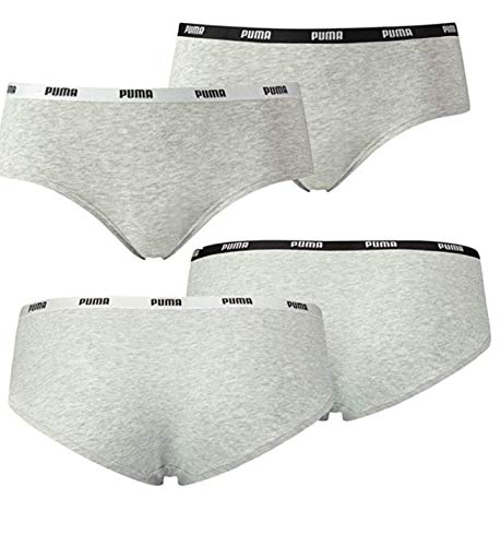 PUMA Damen Iconic Hipster Pantys Slips 573009001 4er Pack, Farbe:Grau, Wäschegröße:XL, Artikel:-328 Grey/Grey von PUMA