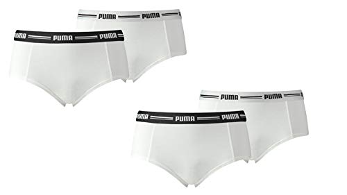 PUMA Damen Basic Mini Short 4er Pack in vielen Farben (White/White, S) von PUMA