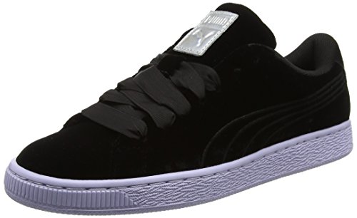 PUMA Damen Basket Classic Velour VR Sneaker, Black-Icelandic Blue, 37 von PUMA