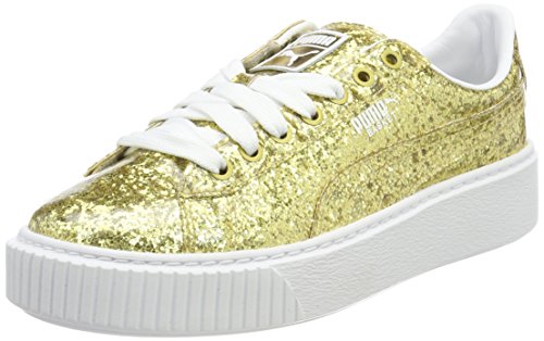 PUMA Damen Basket PlatformGlitter WN's Sneaker, Gold-Gold, 38 von PUMA