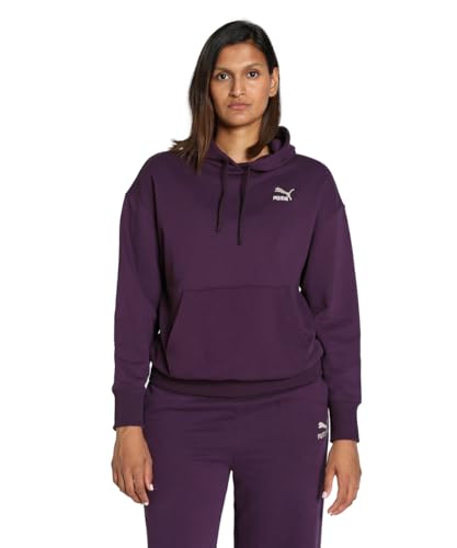 PUMA Damen Better Classics Relaxed Hoodie S Midnight Plum Purple von PUMA