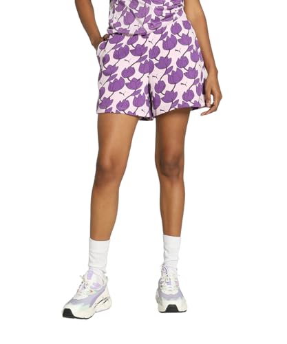 PUMA Damen Blossom Shorts mit Blumenmuster SGrape Mist Purple von PUMA