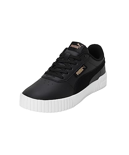 PUMA Damen Carina 2.0 Logobsession Sneaker, Black Gold White, 37.5 EU von PUMA