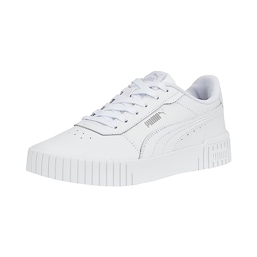 PUMA Damen Carina Leather Shoes Sneaker, 2.0 White-White-Silver, 42.5 EU von PUMA