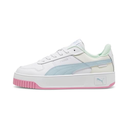 PUMA Damen Carina Street Turnschuhe, Puma White Turquoise Surf Puma Silver, 38 EU von PUMA