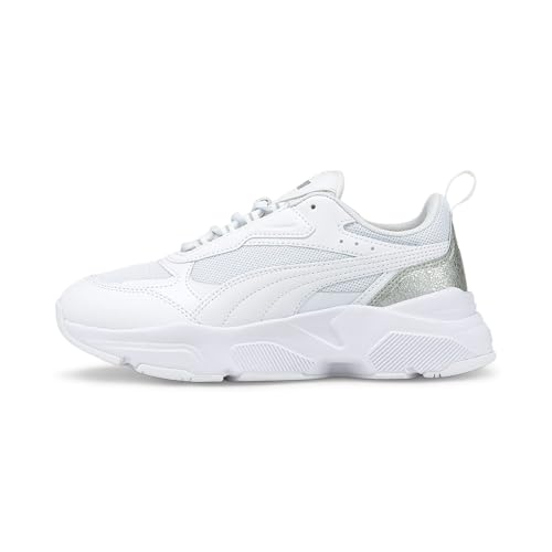 PUMA Damen Cassia Distressed Sneaker, White White Silver, 41 EU PUMA Damen Cassia Distressed Sneaker, White White Silver, 41 EU von PUMA