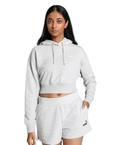 PUMA Damen Classics Cropped Hoodie XSLight Gray Heather von PUMA