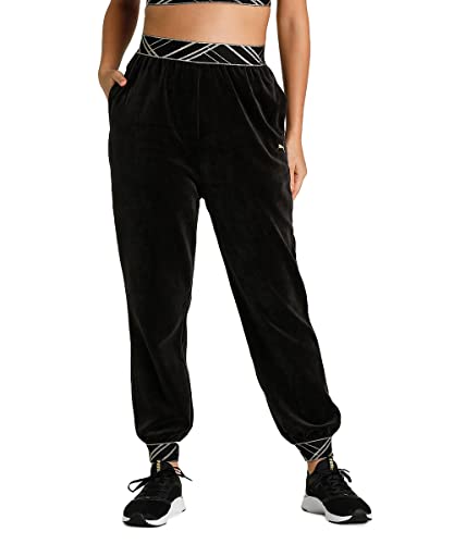 PUMA Damen Deco Glam Velour Pant Jogginghose, schwarz, M von PUMA