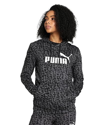 PUMA Damen ESS+ Animal AOP Hoodie Sweatshirt, Schwarz, S von PUMA