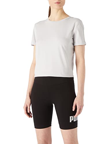 PUMA Damen ESS+ Metallic 17,8 cm Kurze Leggings Strumpfhose, Schwarz-Silber, S von PUMA