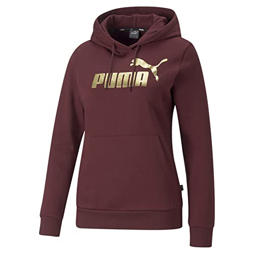 PUMA Damen ESS+ Metallic Logo Hoodie FL Sweatshirt, Aubergine, XS von PUMA