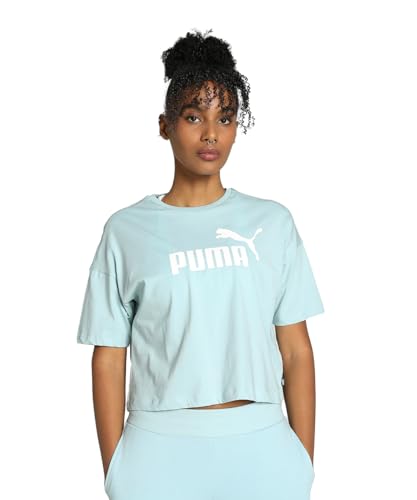 PUMA Damen ESS Cropped-Logo T-Shirt Crop Top, Türkis Surf, M von PUMA