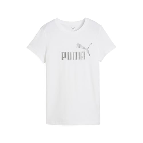 PUMA Damen ESS METALLIC No. 1 Logo T-Shirt L, White Metallic Silver von PUMA