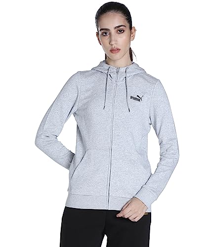 PUMA Damen ESS Small Logo Full Zip Hoodie Tr Schweiß, Grau-Light Gray Heather, L von PUMA