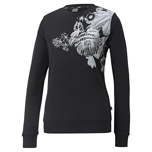 PUMA Damen Essentials+ Frozen Flower Graphic Crew Sweatshirt, Black, M von PUMA