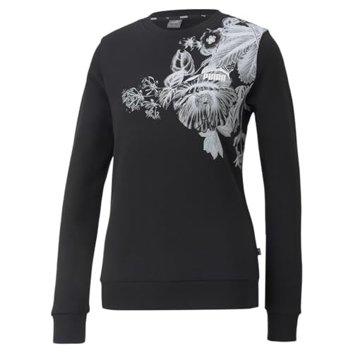 PUMA Damen Essentials+ Frozen Flower Graphic Crew Sweatshirt, Black, S von PUMA