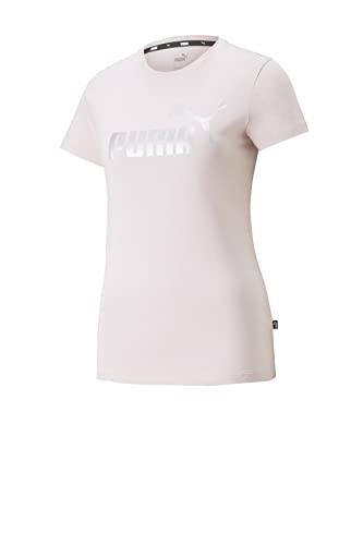 PUMA Damen Essentials+ Metallic Logo t-Shirt, Rosa, M von PUMA