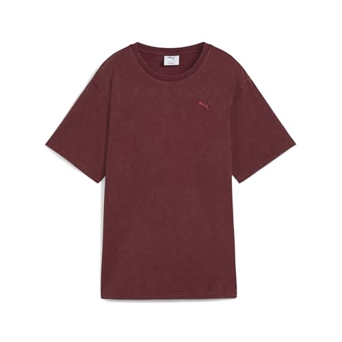 PUMA Damen Essentials Elevated Relaxed Wash T-Shirt XXL, Ruby Shimmer Red von PUMA