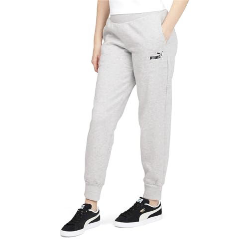 PUMA Damen Essentials Fleece Sweatpants, Hellgrau meliert, schwarz, S von PUMA