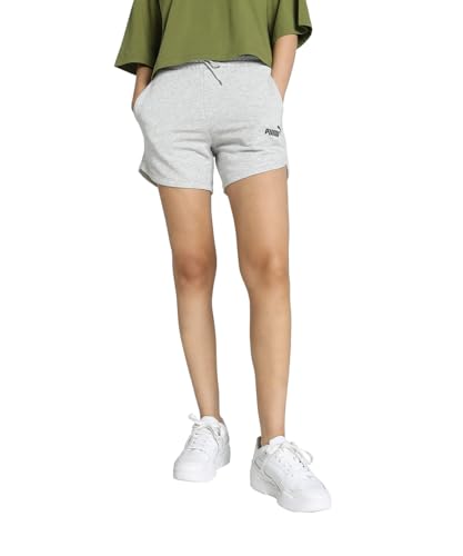 PUMA Damen Essentials Hochgeschnittene Shorts Llight Gray Heather ┃Sporthose für Damen von PUMA