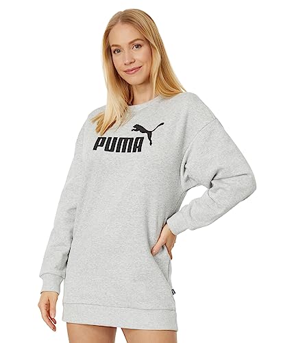 PUMA Essentials Damen Fleecekleid mit Rundhalsausschnitt, Hellgrau meliert, M von PUMA